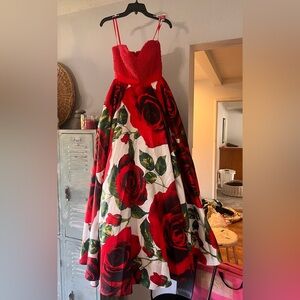 Red roses ballgown